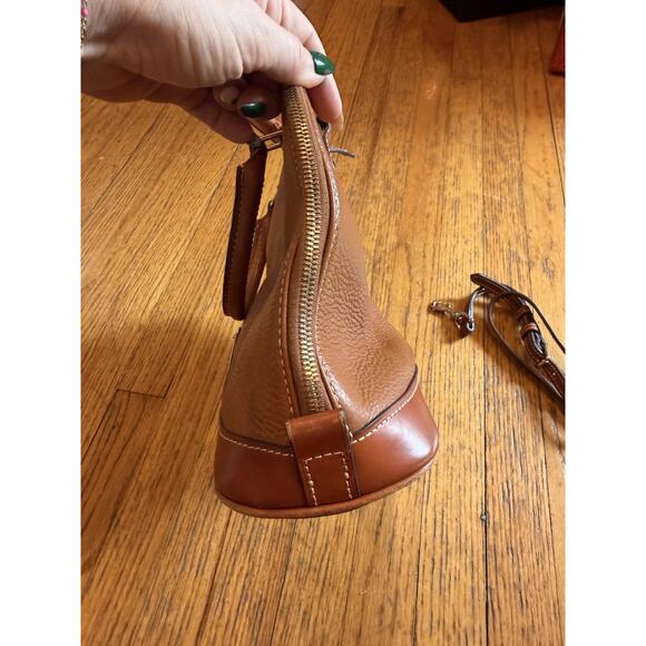 Dooney & Bourke Satchel Bag Womens Brown Pebbled Leather Zip Crossbody Purse - Picture 8 of 15